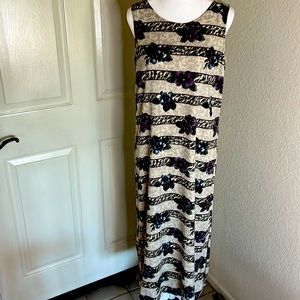 COPY - Hawaiian Print multi color sleeveless Liz Baker 100% silk dress